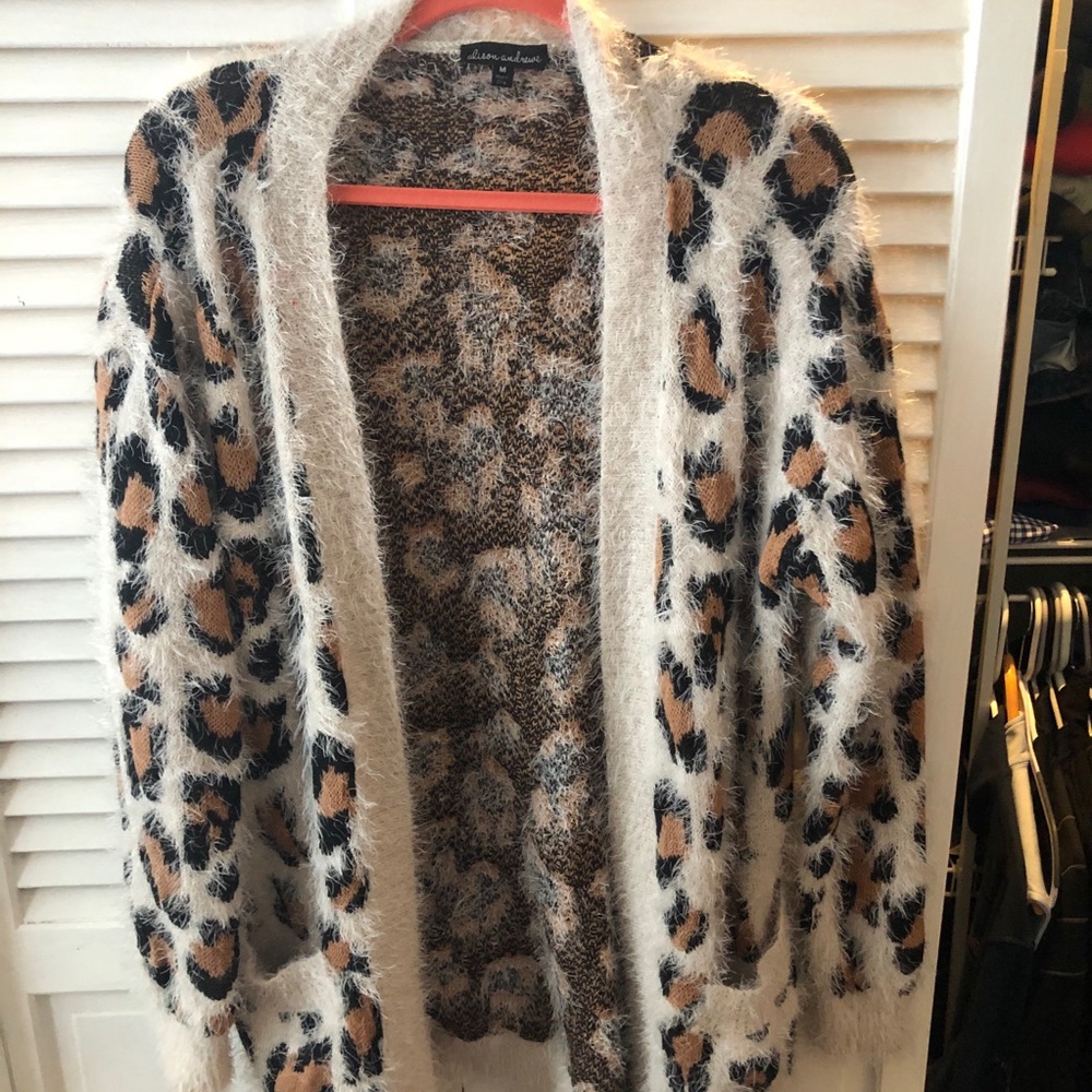 Women’s cheetah leopard cardigan sweater